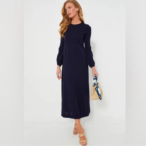 Tuckernuck Pomander Place Double Knit Lennox Sweater Maxi Dress Navy XS - Picture 1 of 16